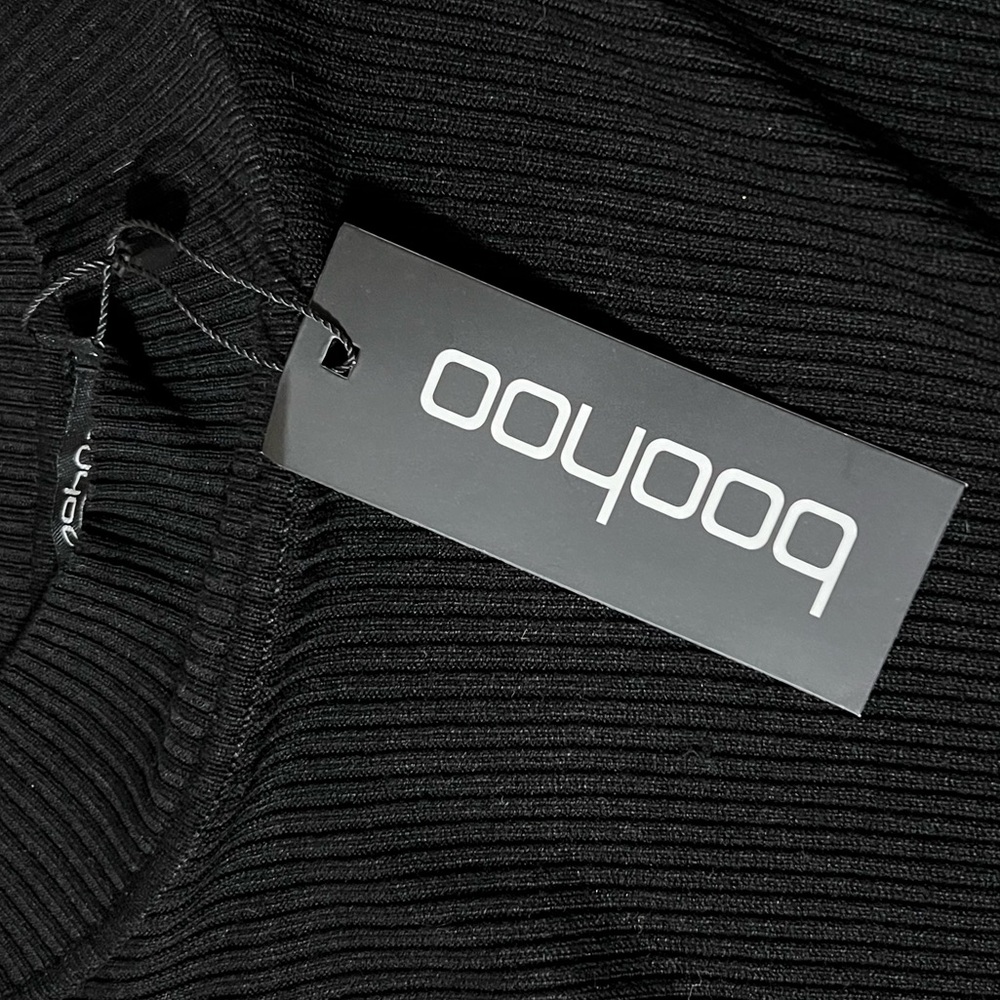 Boohoo Black Ribbed Knit Top